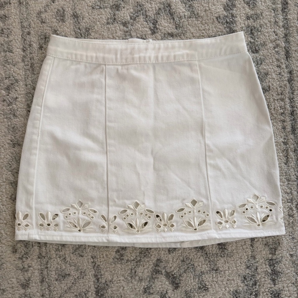 PacSun White Eyelet Hem Mini Skirt